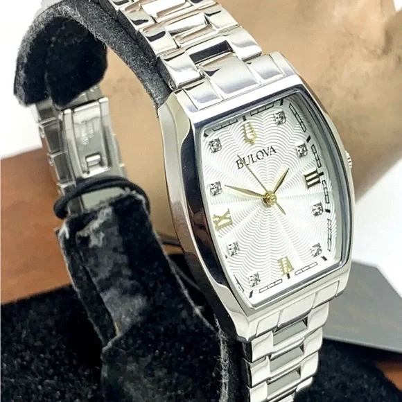 Bulova Women's Watch 96P232 Diamond Dial Silver Stainless Steel Quartz